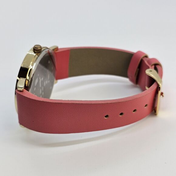 37MM Women's Watch Flamingo Dial Pink Faux Leather Bands New Battery - Picture 6 of 13